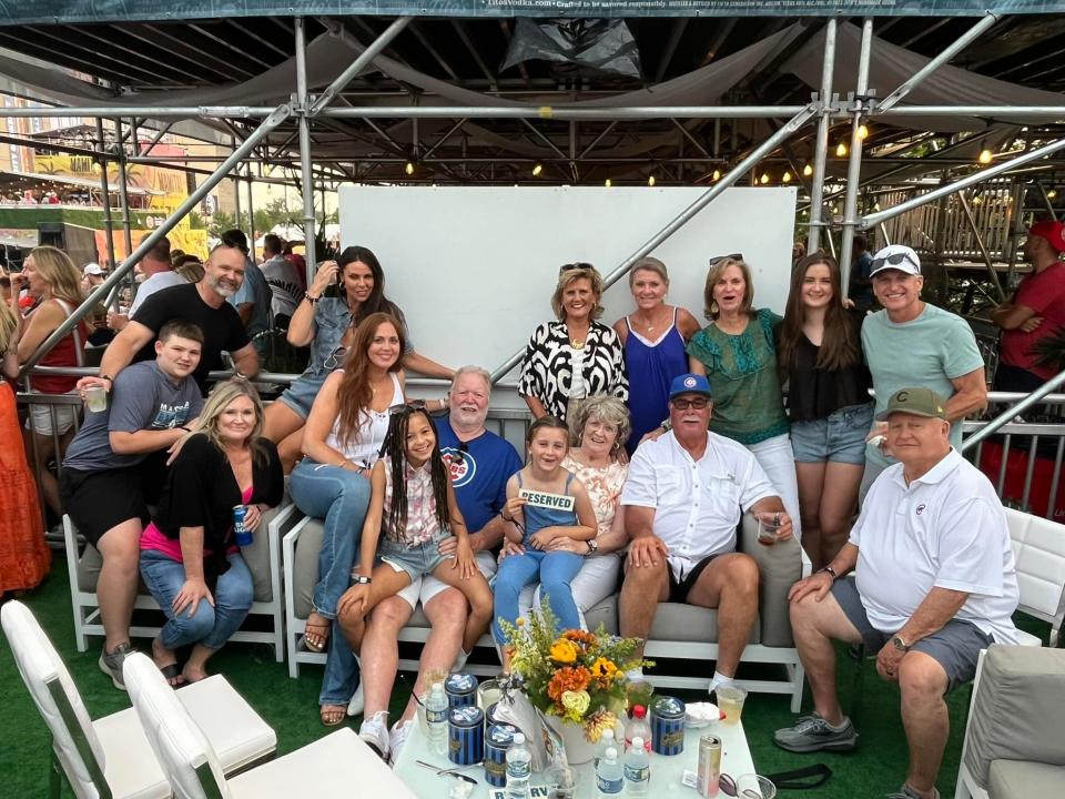 Chicago Cubs manager and Tallahassee resident David Ross, left, back row, and family and friends at the Windy City Smokeout in Chicago.