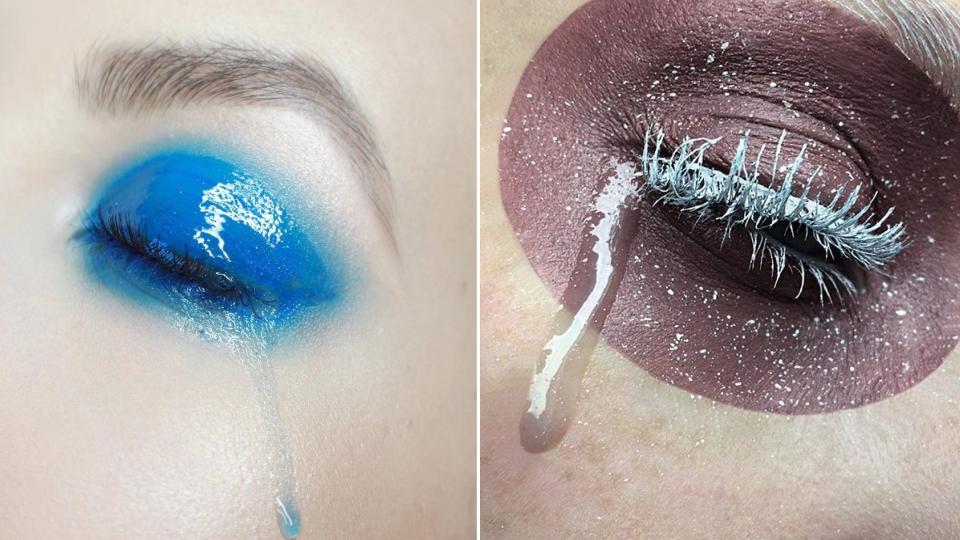 Makeup artists on Instagram have been creating realistic-looking tear makeup with clear gloss and face paint.