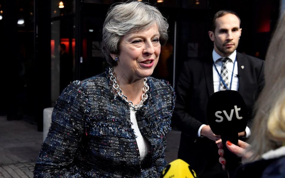 Theresa May arrives for an EU Social Summit for Fair Jobs and Growth in Gothenburg, Sweden  - REUTERS