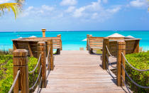 <p><strong>Why Go:</strong> Providenciales (“Provo”) is the most developed and accessible of the some 47 islands of Turks and Caicos. Here’s what awaits you: white-sand beaches, coral reefs, amazing aquatic life, small cays, and turquoise water.</p> <p><strong>What to Do: </strong>If you stay at Beaches Turks and Caicos, your family has access to a 45,000-square-foot water park, which includes a surf simulator, lazy rivers, and waterslides. See also: a kids camp and unlimited scuba diving.</p> <p><strong>Where to stay:</strong> A stay at the all-inclusive <a rel="nofollow noopener" href="http://www.beaches.com/main/tc/tc-home/" target="_blank" data-ylk="slk:Beaches;elm:context_link;itc:0;sec:content-canvas" class="link ">Beaches</a> resort means you have access to 22 restaurants, including a 1950s-style American diner (which serves cotton candy!) and <em>Café de Paris</em>, which has a 17th-century ambience.</p>