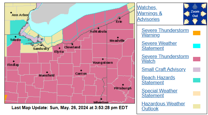 Much of northern Ohio is under a severe thunderstorm watch until 10 p.m. tonight.