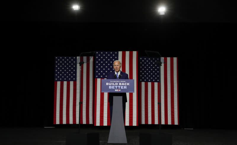 Democratic U.S. presidential candidate Biden speaks about climate change at campaign event in Wilmington, Delaware