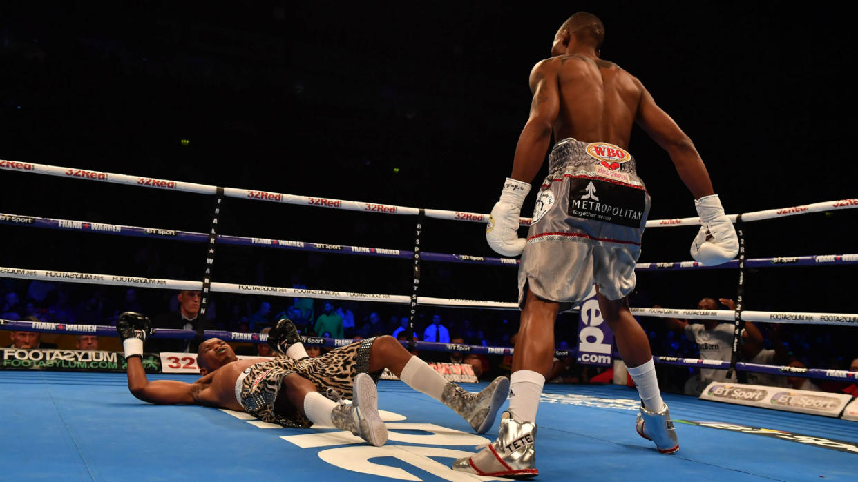 The world title fight between champion Zolani Tete and Siboniso Gonya lasted just 11 seconds and one punch. (AP)