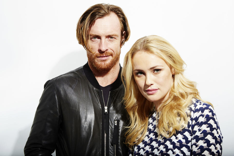 This Oct. 15, 2013 photo shows Toby Stephens, left, and Hannah New, from the new Starz original series, "Black Sails," in New York. The series premieres Saturday, Jan. 25. (Photo by Dan Hallman/Invision/AP)