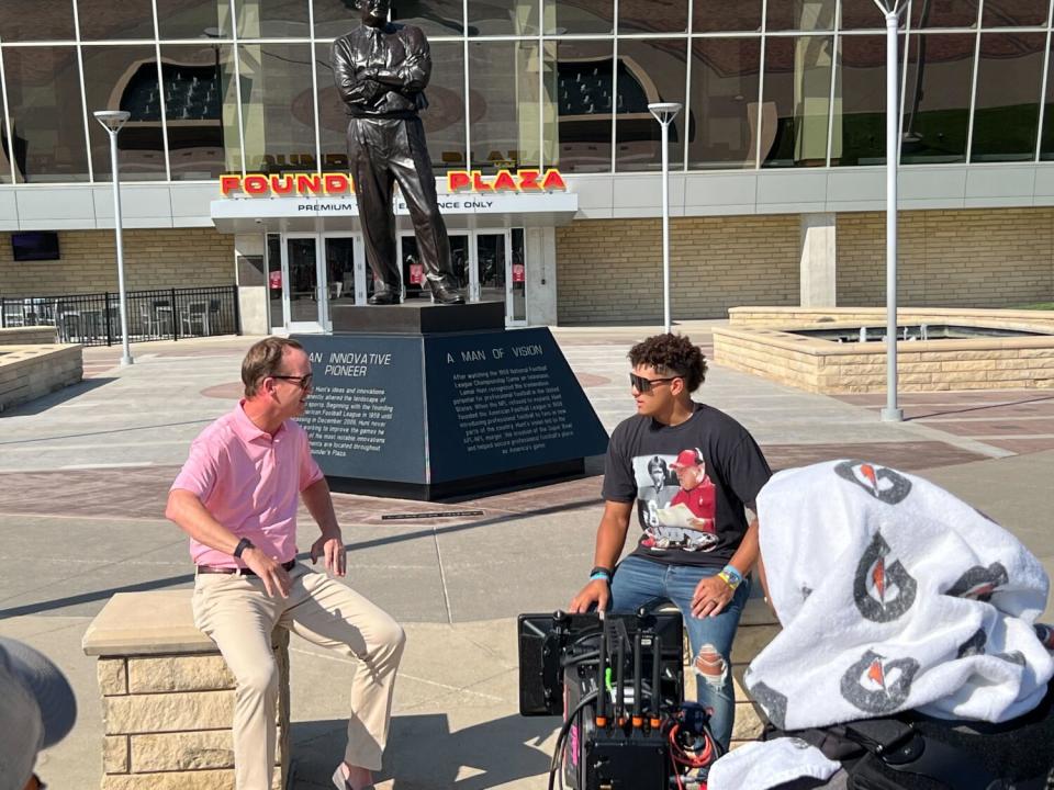 Peyton Manning visits Patrick Mahomes at Arrowhead Stadium for an episode of "Peyton's Places."