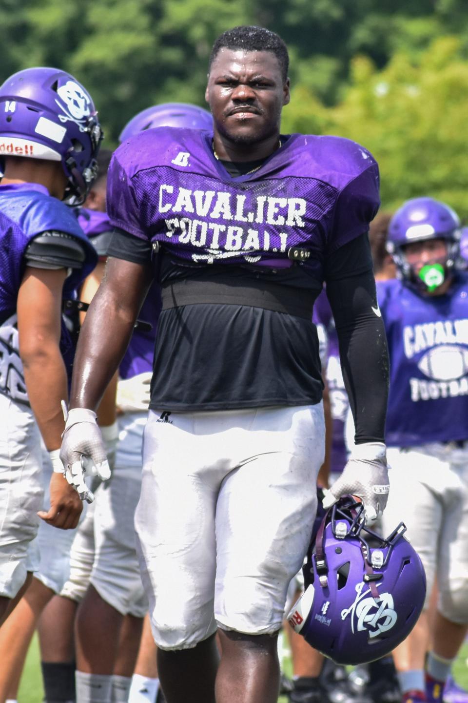 East Stroudsburg South senior running back Ron Blake walks along the sideline during a scrimmage against Executive Education Academy on Saturday, Aug. 21, 2021. The scrimmage was a chance for players to get a final tune up before the regular season start date of Friday, Aug. 27.