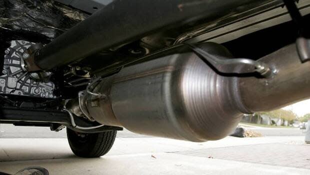 The catalytic converter is a filtering device that's part of the exhaust system. Its primary function is to convert pollutants to less toxic material before air exits an exhaust pipe. (CBC - image credit)