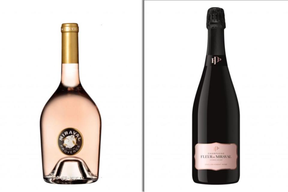 （左起）米拉瓦酒莊粉紅酒Ｍiraval Rosé / NT$650<br>米拉瓦之花不甜粉紅香檳Champagne Fleur de Miraval / NT$12,500