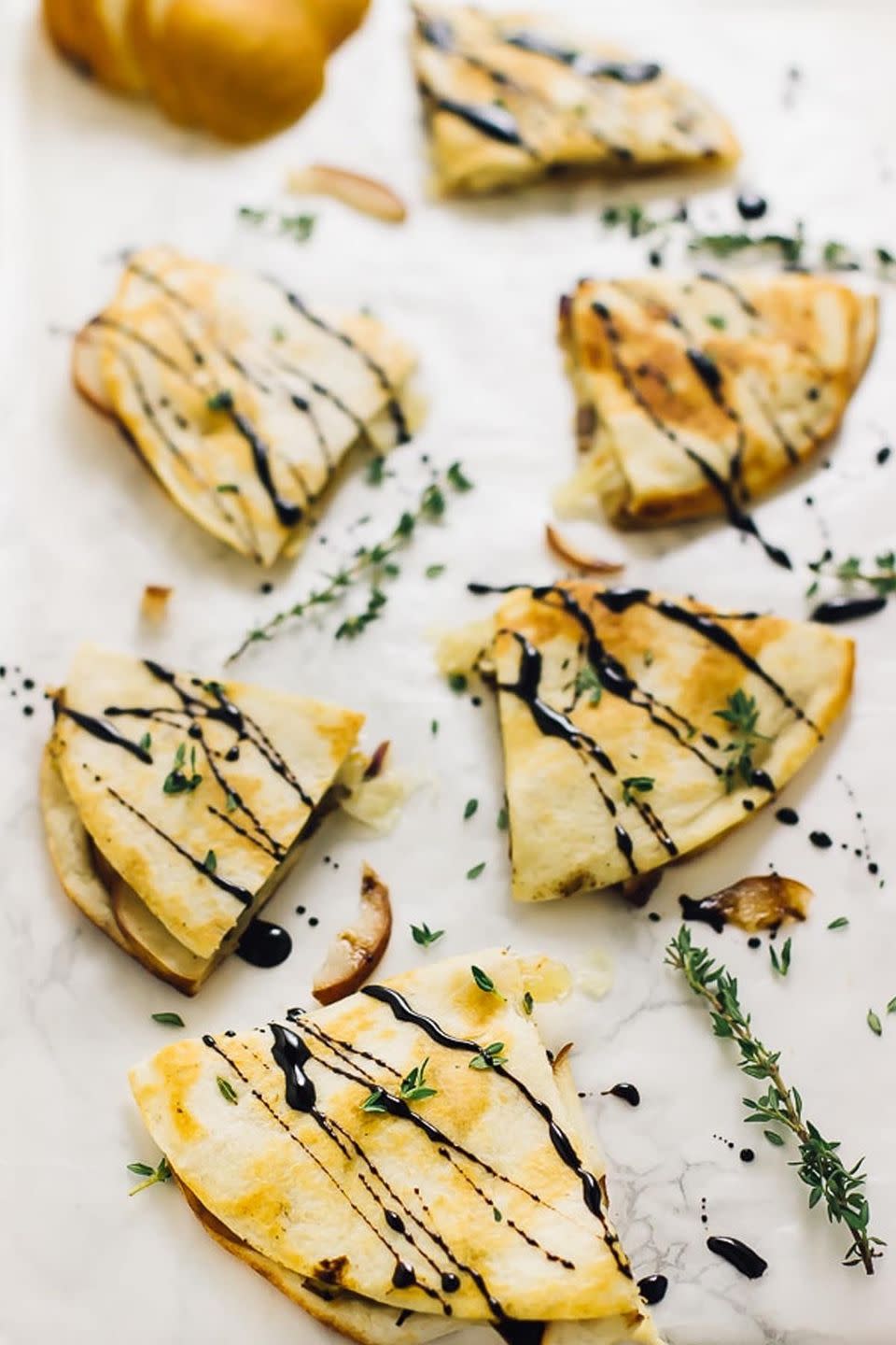 <p>Drizzled with a balsamic glaze, these quesadillas will become your go-to fall snack.</p><p><strong>Get the recipe at <a href="http://jessicainthekitchen.com/pear-brie-caramelised-onions-quesadillas/" rel="nofollow noopener" target="_blank" data-ylk="slk:Jessica in the Kitchen;elm:context_link;itc:0;sec:content-canvas" class="link ">Jessica in the Kitchen</a>. </strong></p>