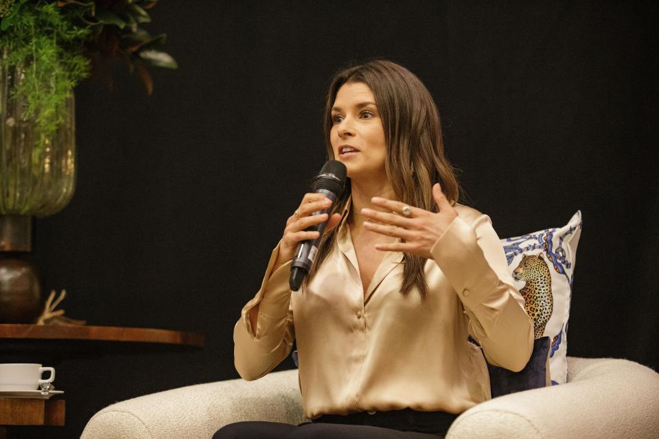 Danica Patrick, a former NASCAR driver turned entrepreneur, speaks during the 5th Annual Women's Leadership Breakfast Thursday, Nov. 4, 2021.