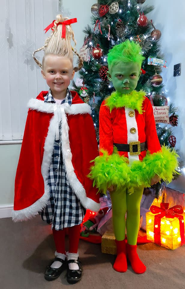 Thrifty mum makes amazing Grinch Christmas costumes for only £7
