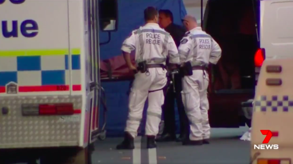 The man’s body was removed from the scene on Friday afternoon. Source: 7 News