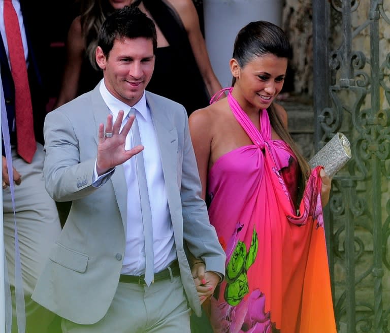 Lionel Messi and his now soon-to-be-wife Antonella Roccuzzo at a friend's wedding in 2012