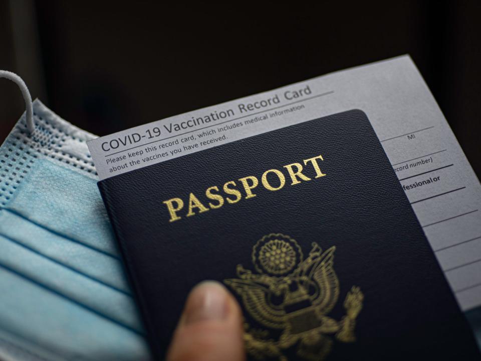 US passport and vaccine card