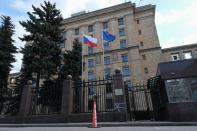 A view shows the embassy of the Czech Republic in Moscow