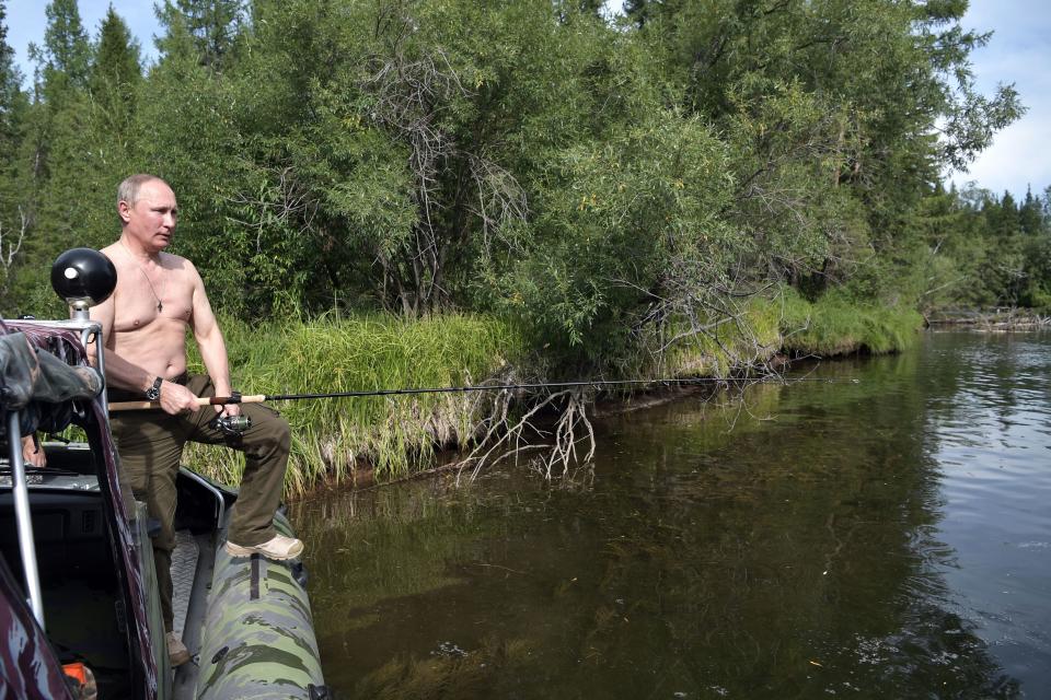 Russian President Vladimir Putin on vacation in the remote Tuva region in southern Siberia.