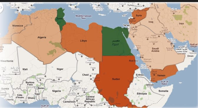 中東接鄰亞、歐、非等3洲，瀕臨裏海、黑海、地中海、紅海及阿拉伯海等5海。(圖/維基) 
<br />