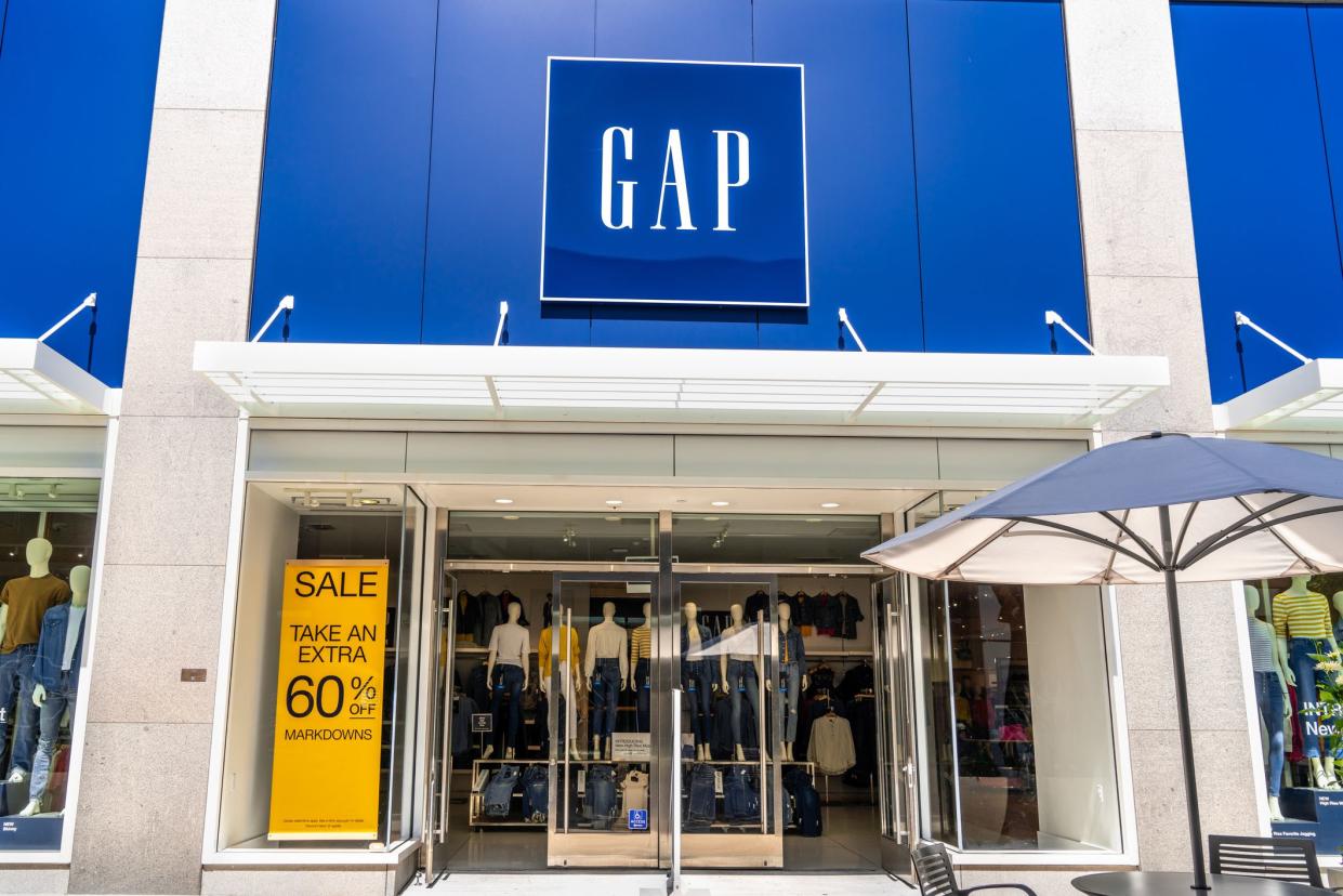 August 20, 2019 Palo Alto / CA / USA - Gap store entrance; sales offer displayed in the window