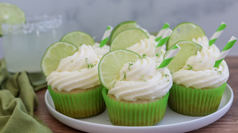 spiked margarita cupcakes on a plate