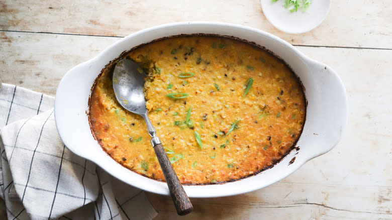 Dish of miso corn casserole