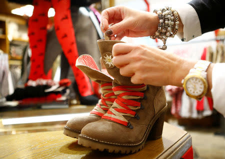 Traditional shoes are seen in the Witzky Trachtenshop in Vienna, Austria, November 25, 2016. Picture taken November 25, 2016. REUTERS/Leonhard Foeger