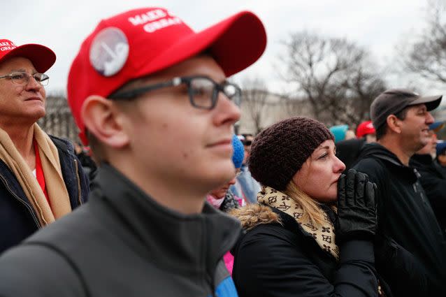 Trump supporters turn out to celebrate their new president. Source: AP