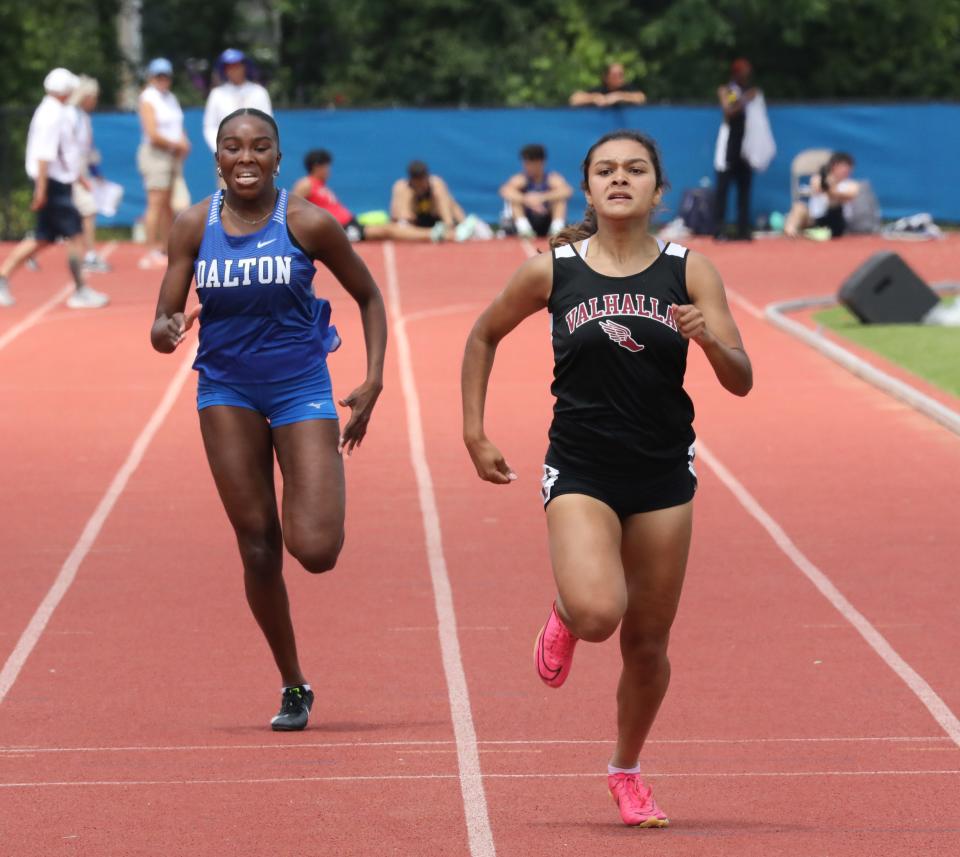 Juliette Sullivan from Valhalla competes in the girls 200 meter dash division 2 during the New York State Track and Field Championships at Middletown High School, June 10, 2023.