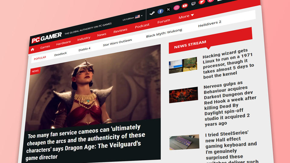  A picture of the PC Gamer website. 