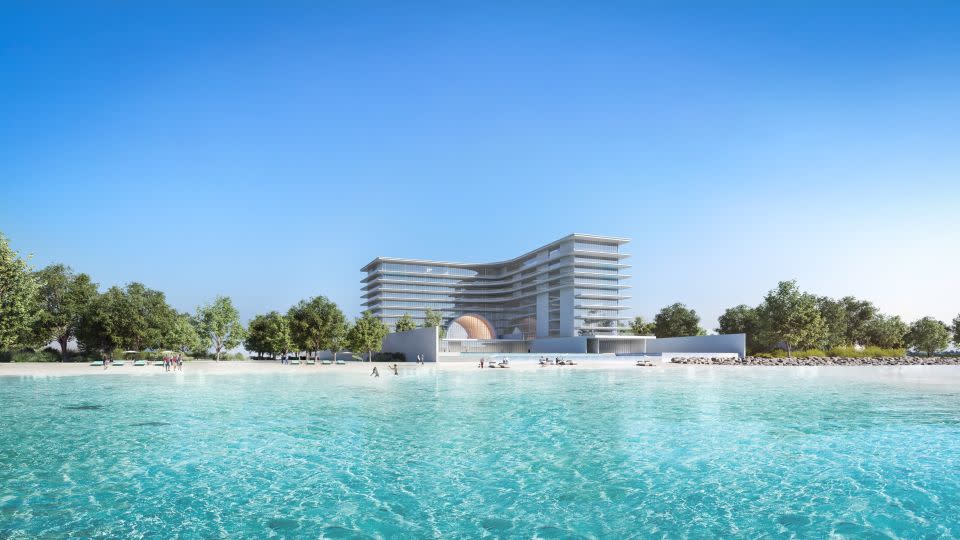The Armani Beach Residences on the Palm Jumeirah includes a residents-only spa and access to a private beach, pictured in this digital rendering. - Arada
