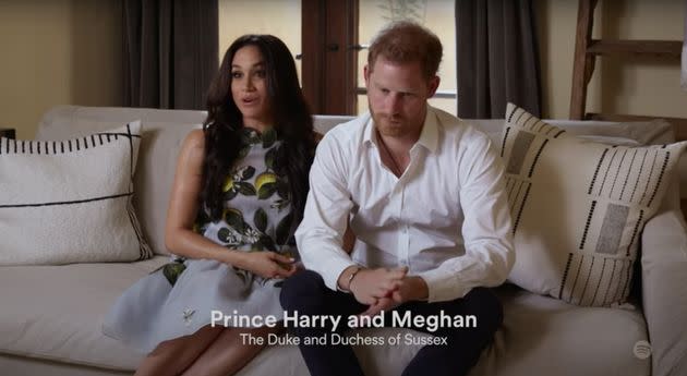 Meghan Markle and Prince Harry made a virtual appearance at Spotify’s Stream On conference. (Photo: YouTube/Spotify)