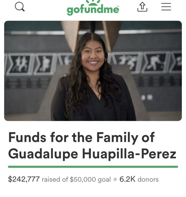 A fundraiser for Guadalupe Huapilla-Perez has raised more than $240,000. The Michigan State University student was one of the five students critically injured in the shooting on MSU's campus Monday night, according to her sister. GoFundMe has verified the account.