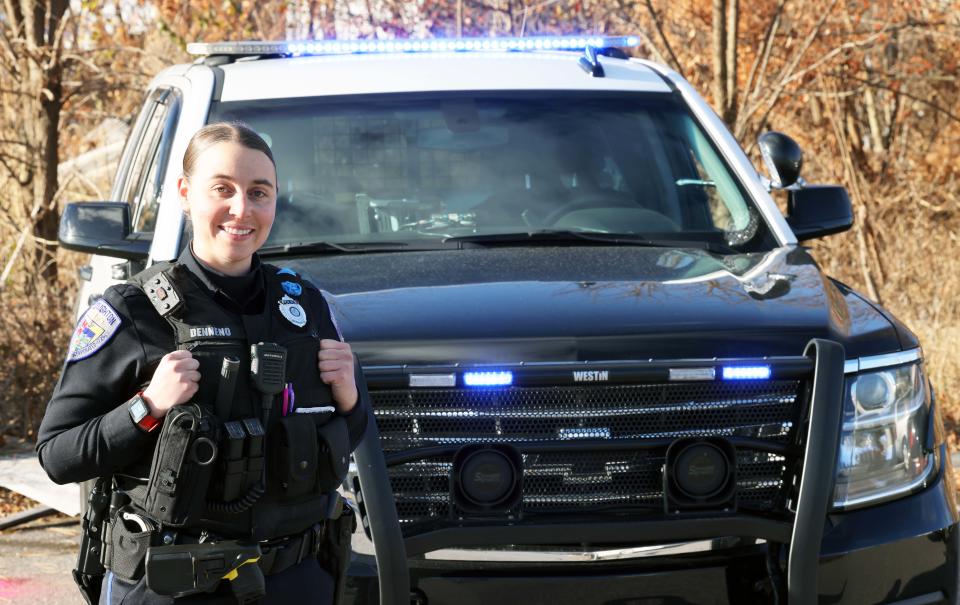 Stoughton police officer Victoria Denneno, the department's new LGBTQ+ community liaison, pictured on Friday, Dec. 3, 2021.