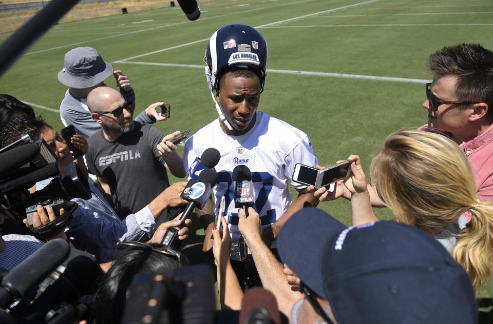 Los Angeles Rams cornerback Marcus Peters rarely is at a loss for words. (AP)