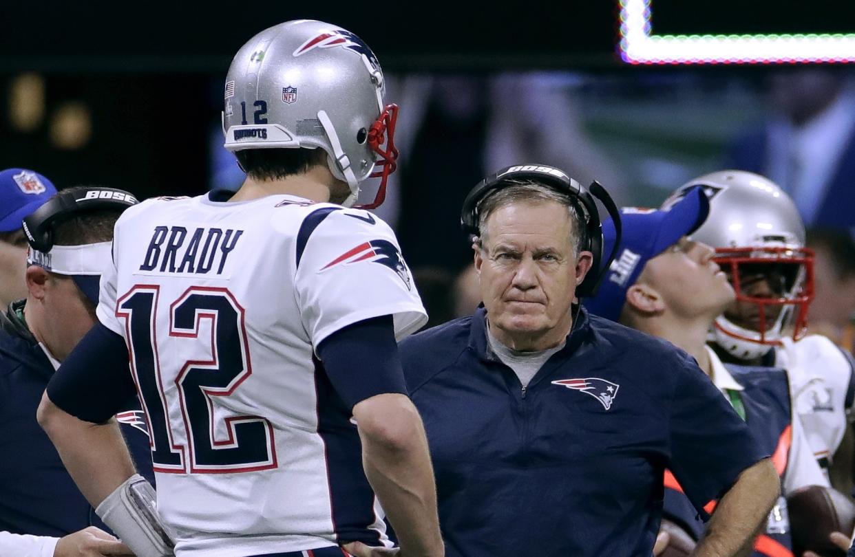 Tom Brady convinced Bill Belichick to go for a 41-yard field goal near the end of Super Bowl LIII. (AP Photo/Carolyn Kaster)