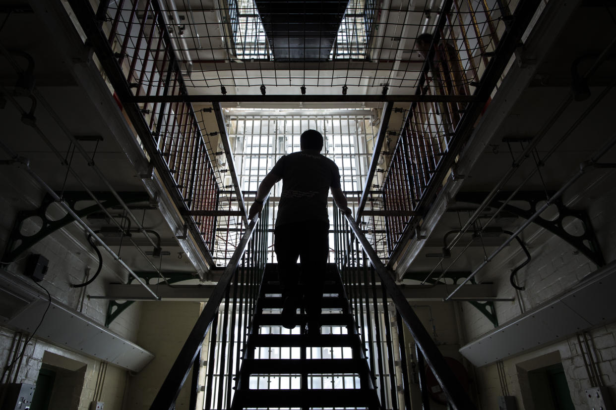 READING, ENGLAND - SEPTEMBER 01:  A general view inside the former Reading prison building on September 1, 2016 in Reading, England. The former Reading Prison has opened to the public for the first time, inviting artists and writers in to take part in a new project by Artangel, with works by leading artists including Marlene Dumas, Robert Gober, Nan Goldin, Steve McQueen, and Ai Weiwei. The exhibition opens to the public from September 4, 2016. Included in the exhibit is former inmate Oscar Wildes original wooden cell door, which is on display in the prison chapel.  (Photo by Dan Kitwood/Getty Images)