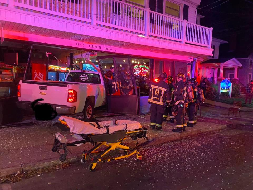 Hampton police and fire were called to Greg's Bistro at 9:12 p.m. Saturday, Nov. 19, 2022 after a pickup truck crashed into the occupied building.