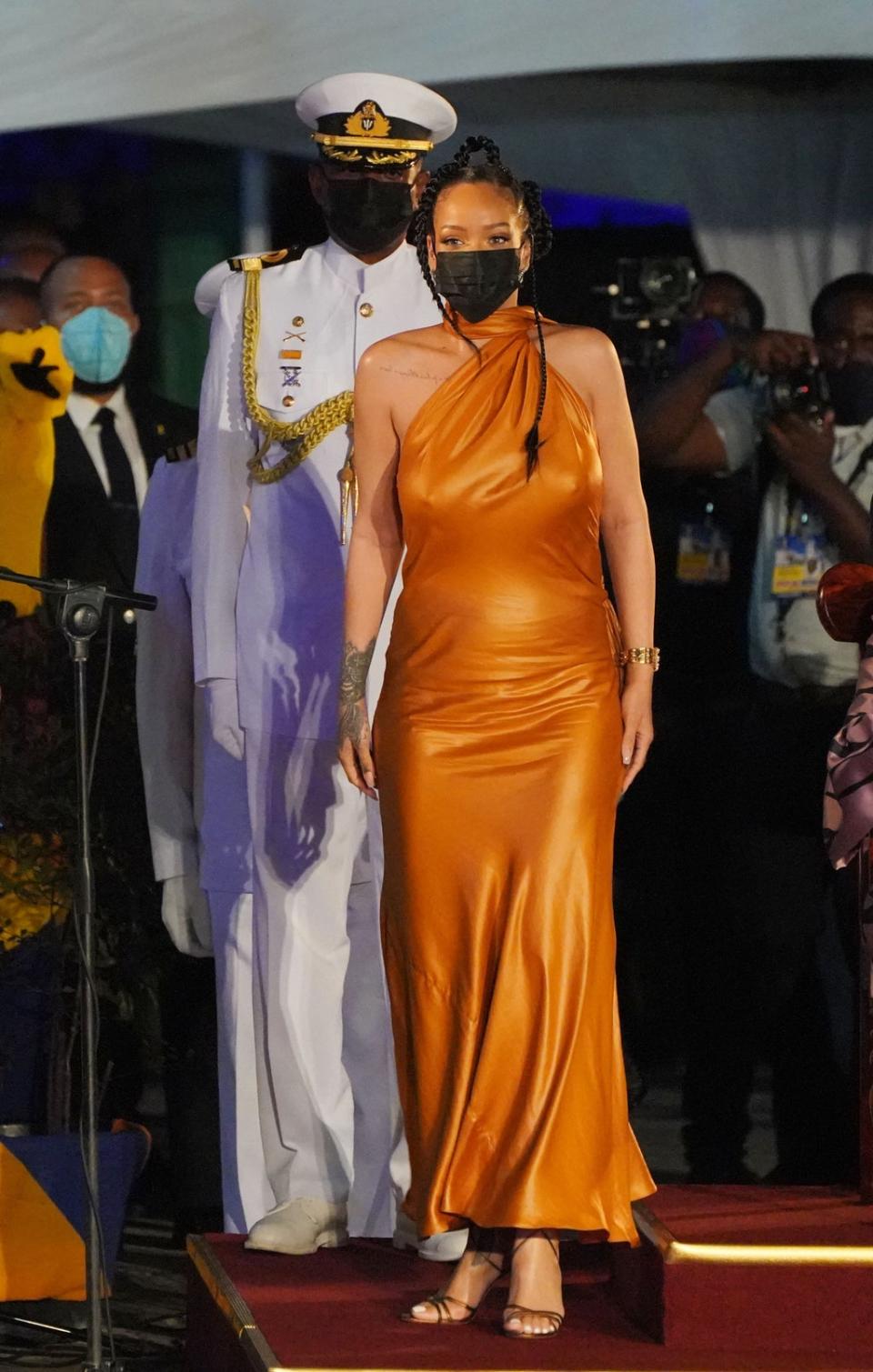 Rihanna attends the Presidential Ceremony in Heroes Square, Bridgetown, Barbados (Jonathan Brady/PA) (PA Wire)