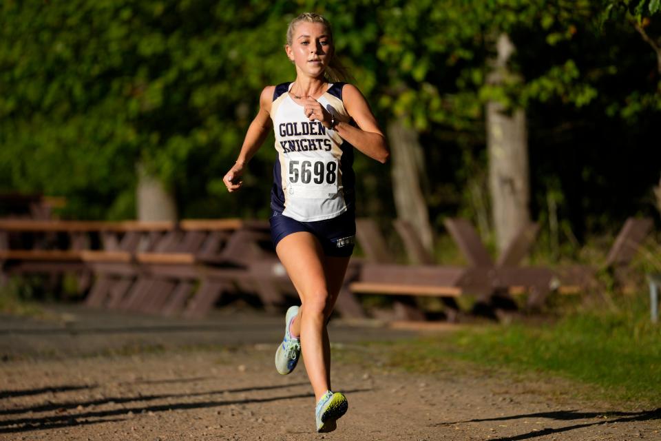 Kristen Johnson, of Old Tappan, is shown on the way to a first place finish in the National girls race. Thursday, September, 29, 2022