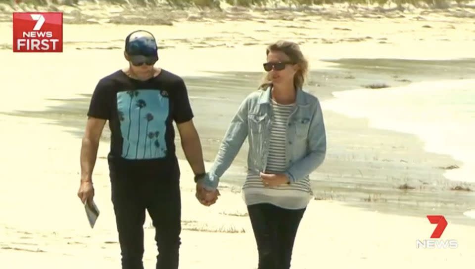 The parents of Laeticia Brouwer have returned to the Esperance beach where she died. Source: 7 News