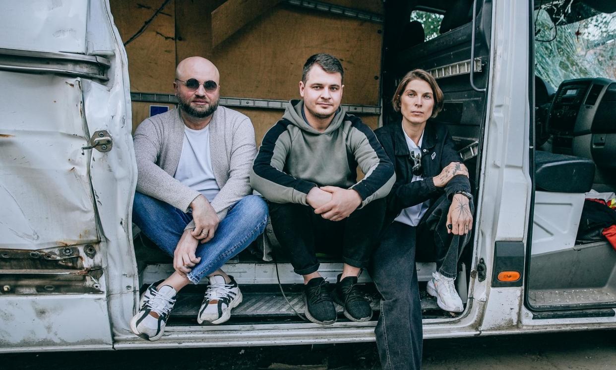 <span>From left: Leonid Marushchak, Yevhen Sternichuk and Marharita Kravchenko.</span><span>Photograph: Julia Kochetova/The Guardian</span>