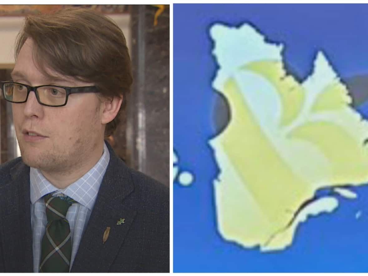 Labrador West MHA Jordan Brown says he was not impressed by the latest map created by the Bloc Québécois for it's national convention over the weekend.  (CBC - image credit)