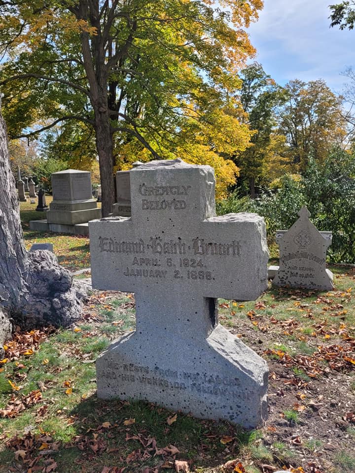 "Greatly beloved" Edmund Hatch Bennett, April 6, 1824 - Jan. 2, 1898, "He rests from his labors and his works do follow him." Bennett was the first mayor of Taunton. He was married to Sally Crocker, daughter of Congressman Samuel Leonard Crocker. Edmund Hatch Bennett School is named for him.