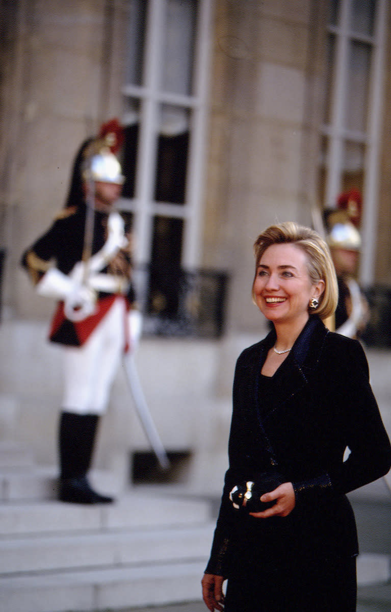 Hillary Clinton wearing black in Paris on June 8, 1994