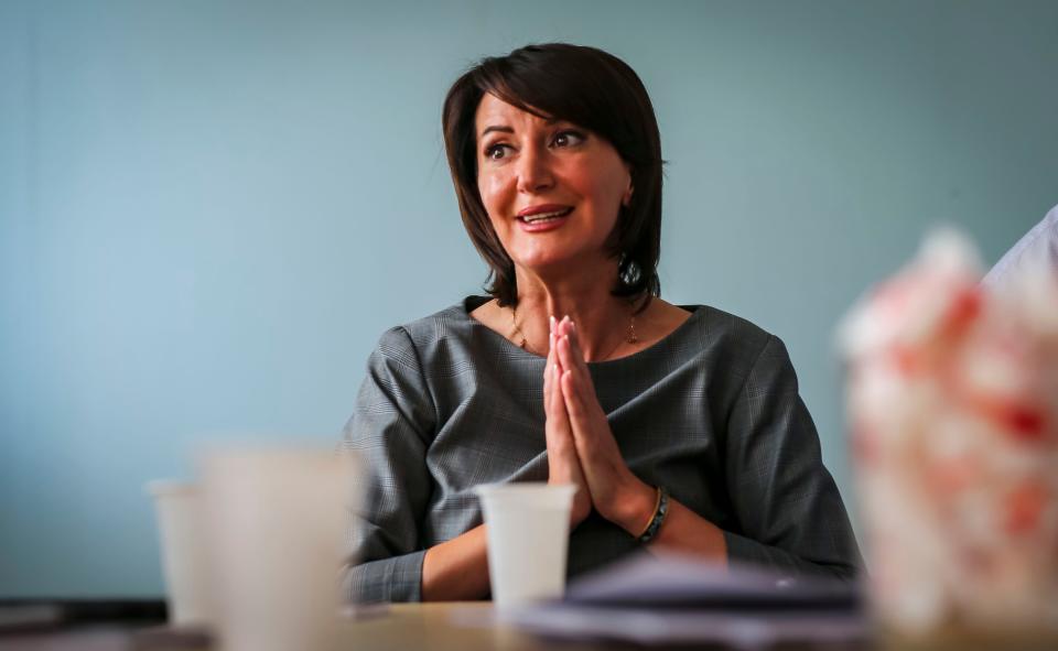 Former Kosovo president Atifete Jahjaga speaks with the Register on Sept. 18, 2018, in Pristina, Kosovo. "I'm very proud (of this relationship) because from every single visit, something concrete comes out that opens the door to the partnership and the work between both of our states," she said.