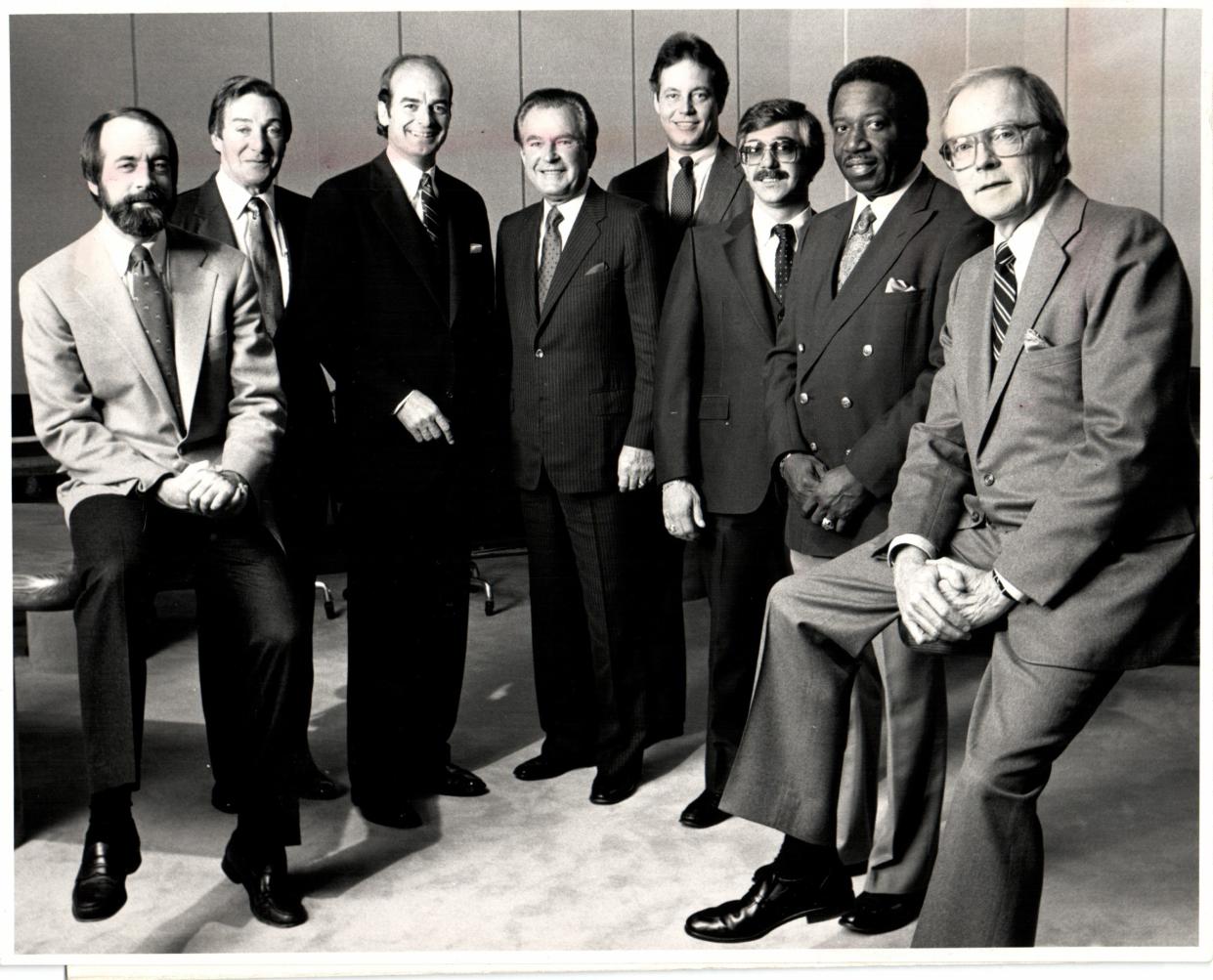 William R. Ritchie, third from left, with other committee members overseeing Detroit's auto show in 1984.