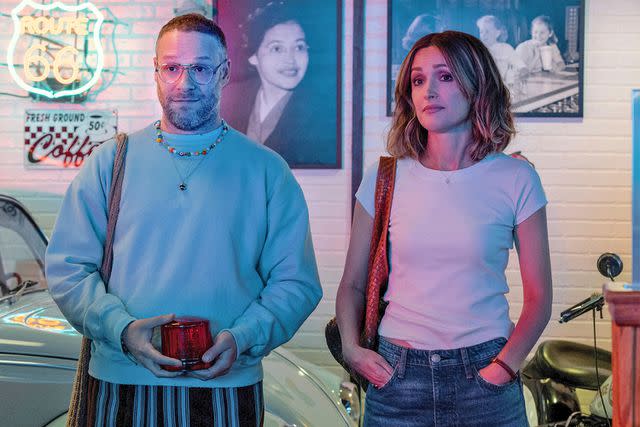 <p>Apple</p> Seth Rogen and Rose Byrne in 'Platonic'