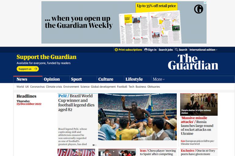 La muerte de Pelé, según The Guardian