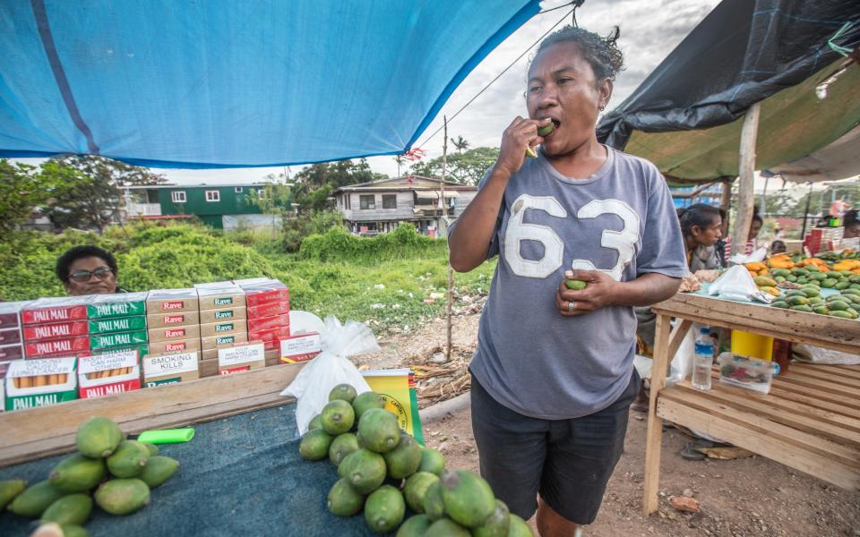 Margret Tarube Teka on her stall in Port Moresby