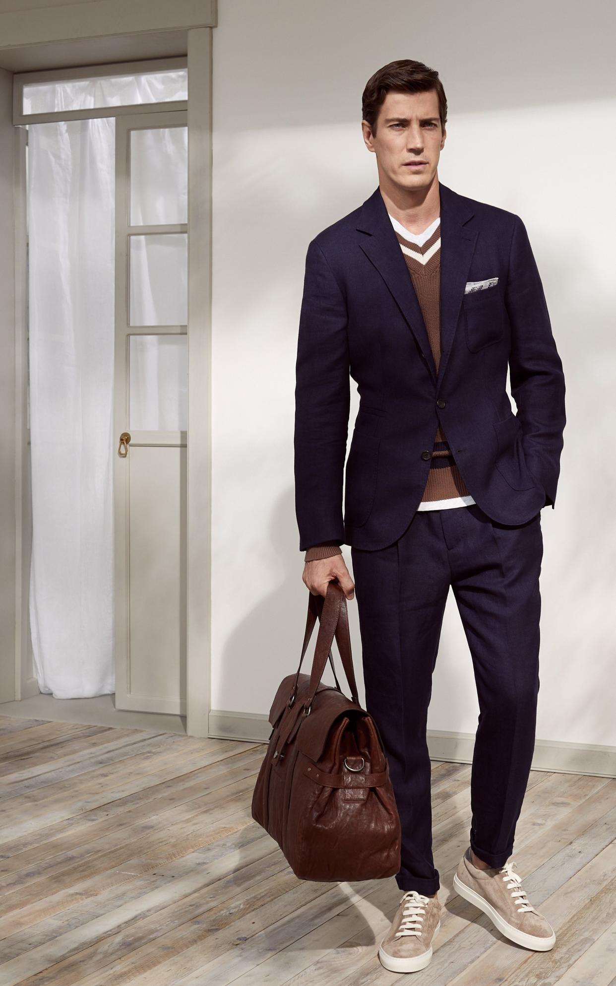 Suiting with trainers as seen at Brunello Cucinelli