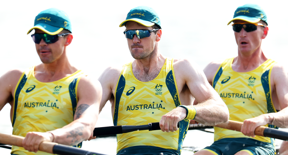 Seen here, members of the Australian men's eight during rowing competition at the Paris Olympics. 